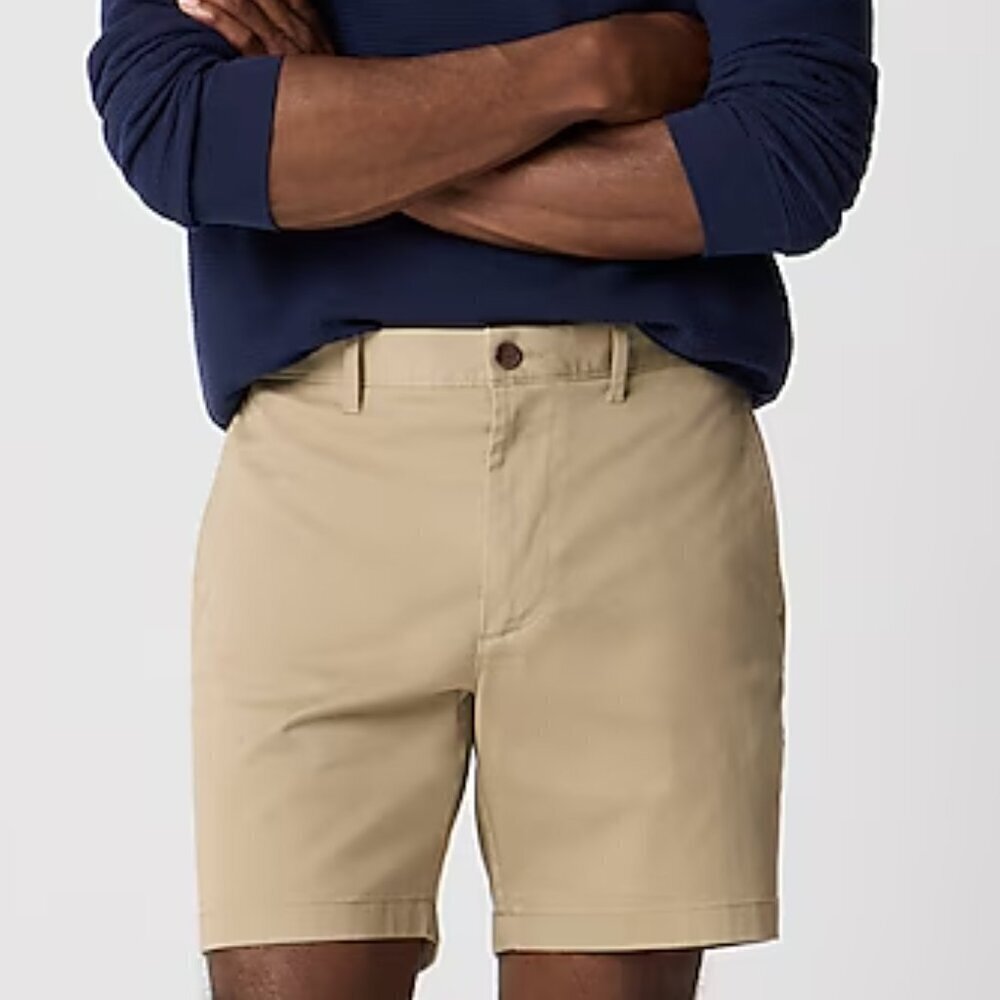J. Crew Men's 7" Flex Classic Chino Shorts Khaki Size 34 NWT